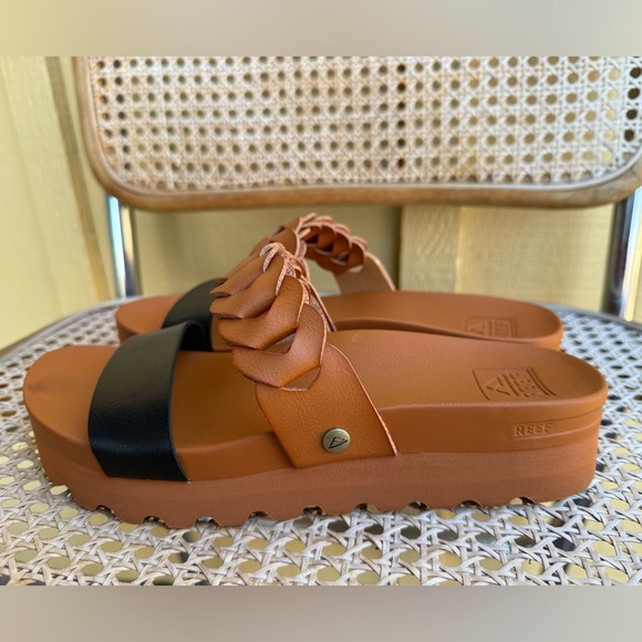 Reef Platform Slide Sandals Women’s size 7.5 Tan Brown Braided Strap - Picture 4 of 6